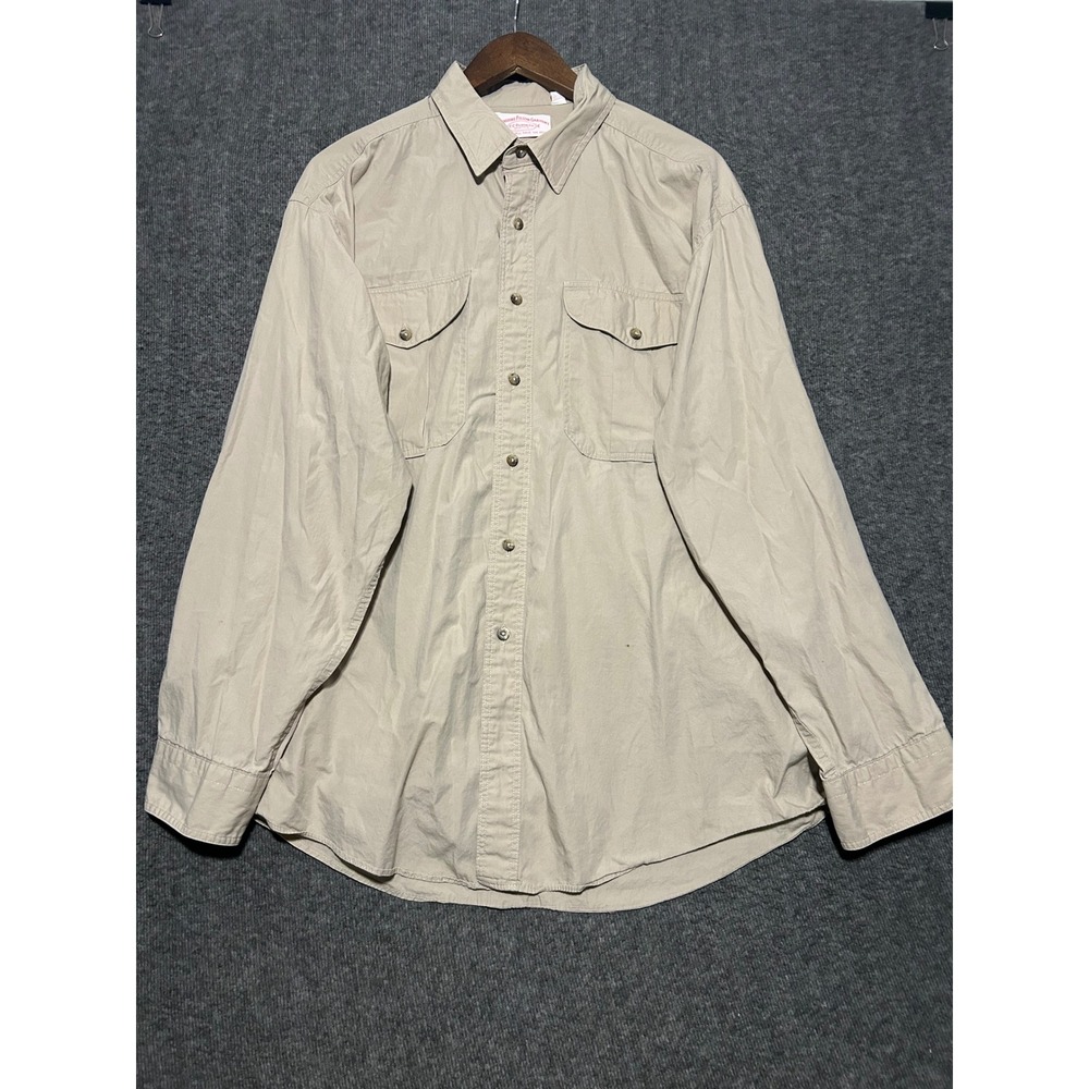 Vtg Filson Style 652 Safari Field Shirt XL Tan Long Sleeve Fishing Hiking USA